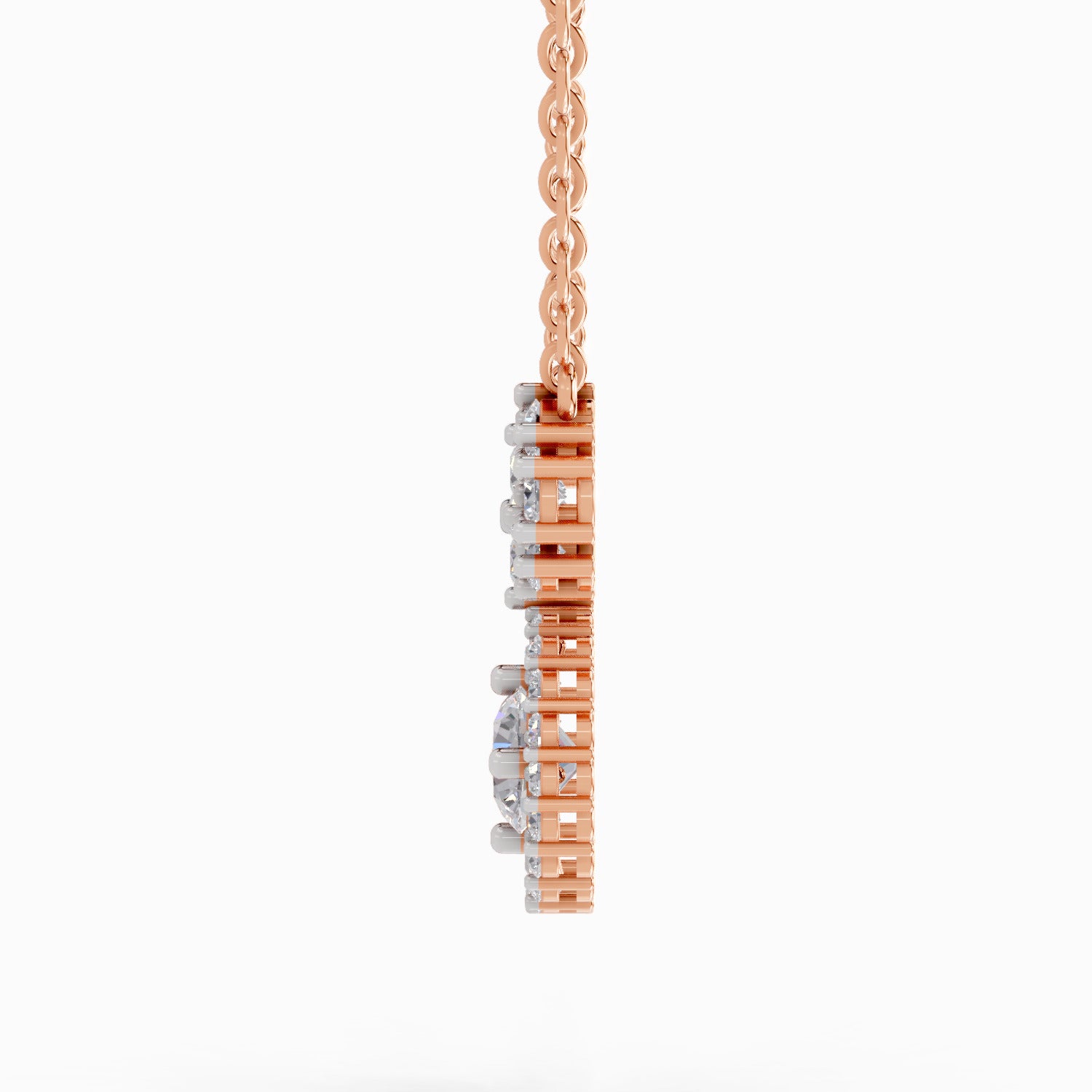 1.50 Carat Cluster Diamond Pendant Necklace 14K - Rose Gold