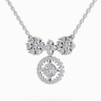 1.50 Carat Cluster Diamond Pendant Necklace 14K - White Gold