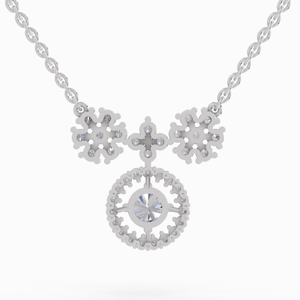 1.50 Carat Cluster Diamond Pendant Necklace 14K - White Gold