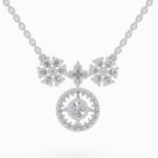 1.50 Carat Cluster Diamond Pendant Necklace 14K - White Gold