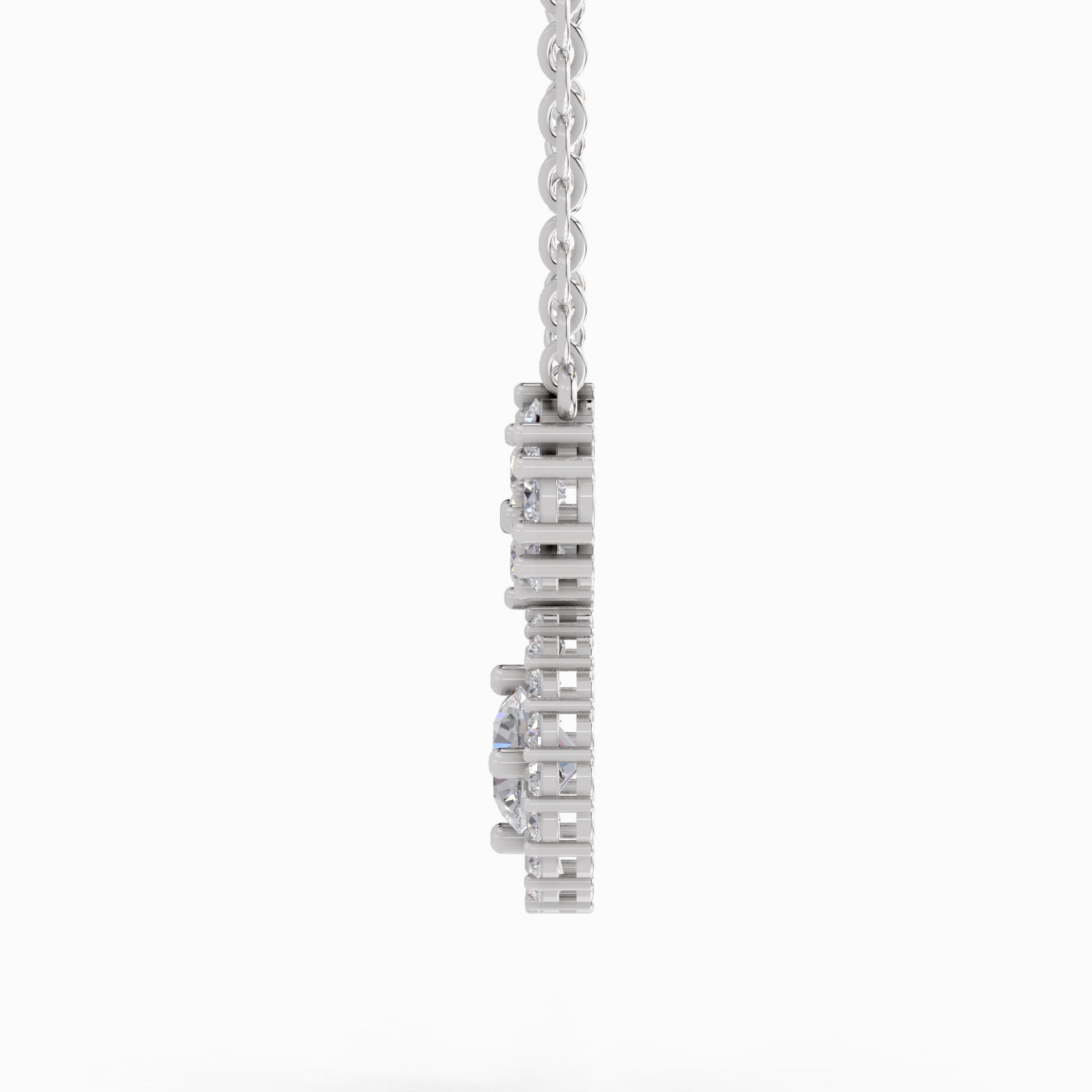 1.50 Carat Cluster Diamond Pendant Necklace 14K - White Gold