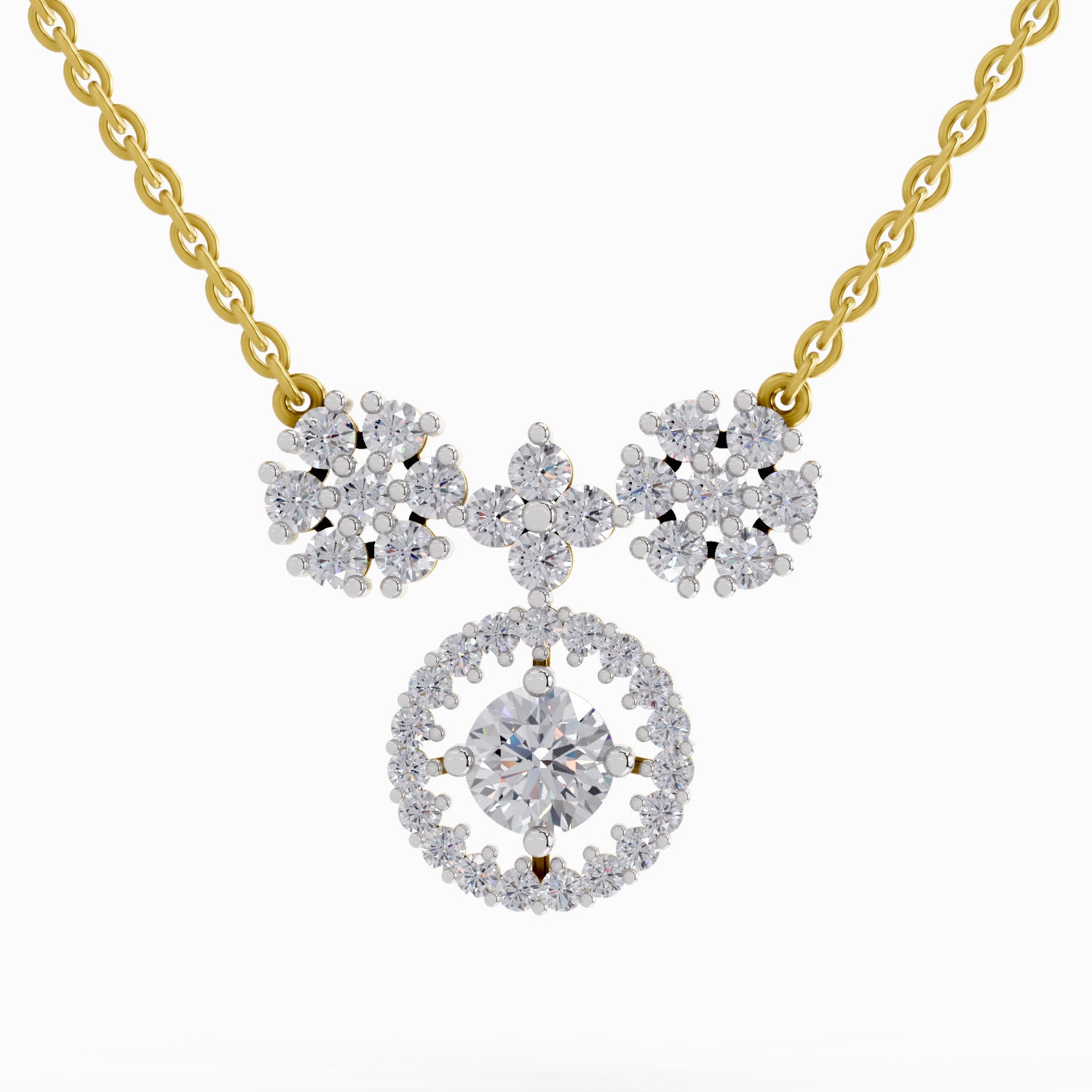 1.50 Carat Cluster Diamond Pendant Necklace 14K
