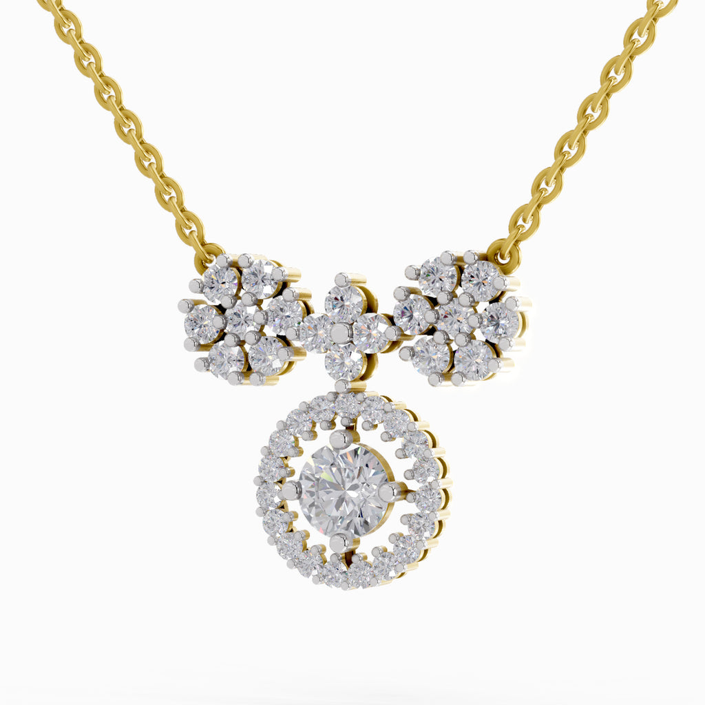 1.50 Carat Cluster Diamond Pendant Necklace 14K
