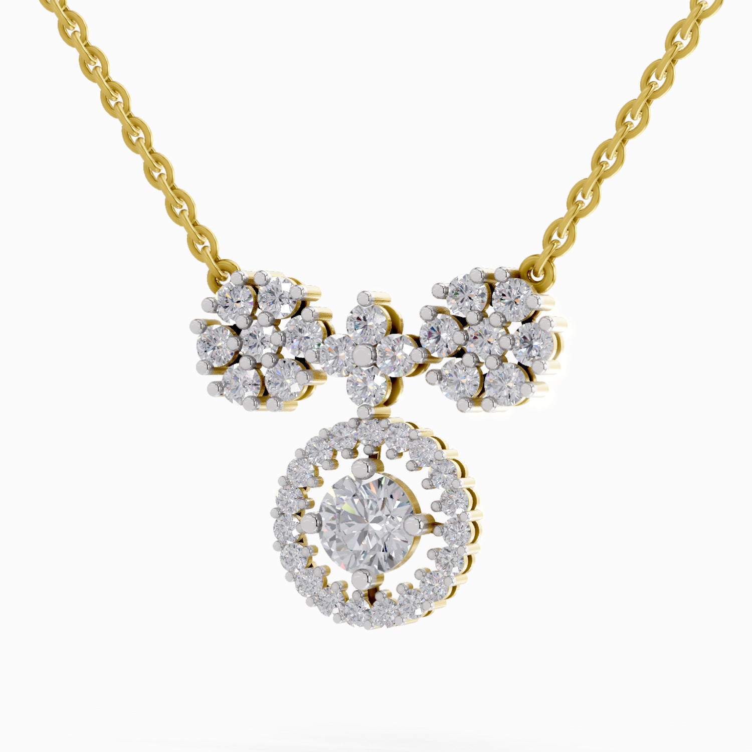 1.50 Carat Cluster Diamond Pendant Necklace 14K