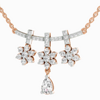 1.58 Carat Floral Drop Pendant Necklace 14K - Rose Gold