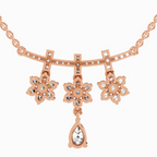 1.58 Carat Floral Drop Pendant Necklace 14K - Rose Gold