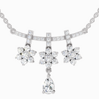 1.58 Carat Floral Drop Pendant Necklace 14K - White Gold