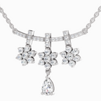 1.58 Carat Floral Drop Pendant Necklace 14K - White Gold