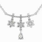 1.58 Carat Floral Drop Pendant Necklace 14K - White Gold