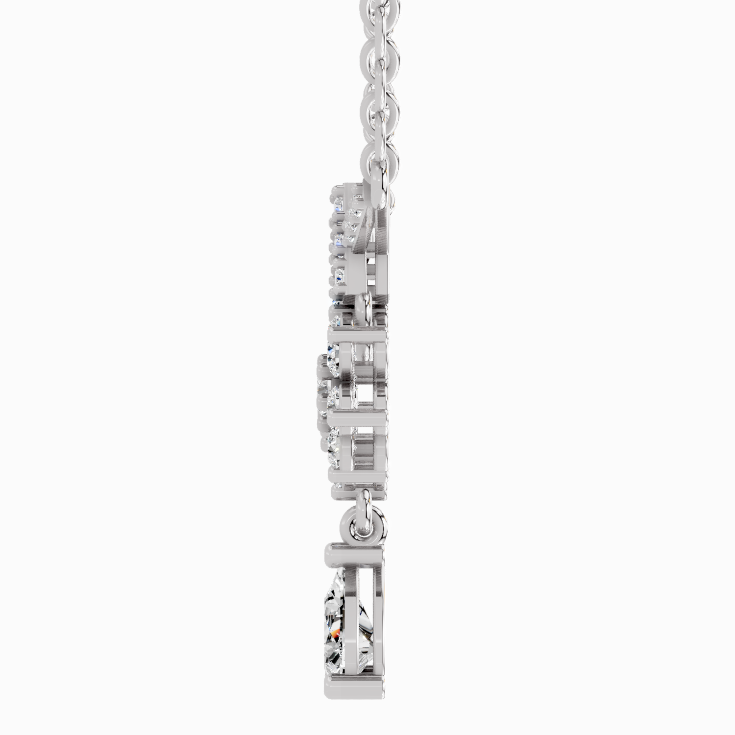 1.58 Carat Floral Drop Pendant Necklace 14K - White Gold