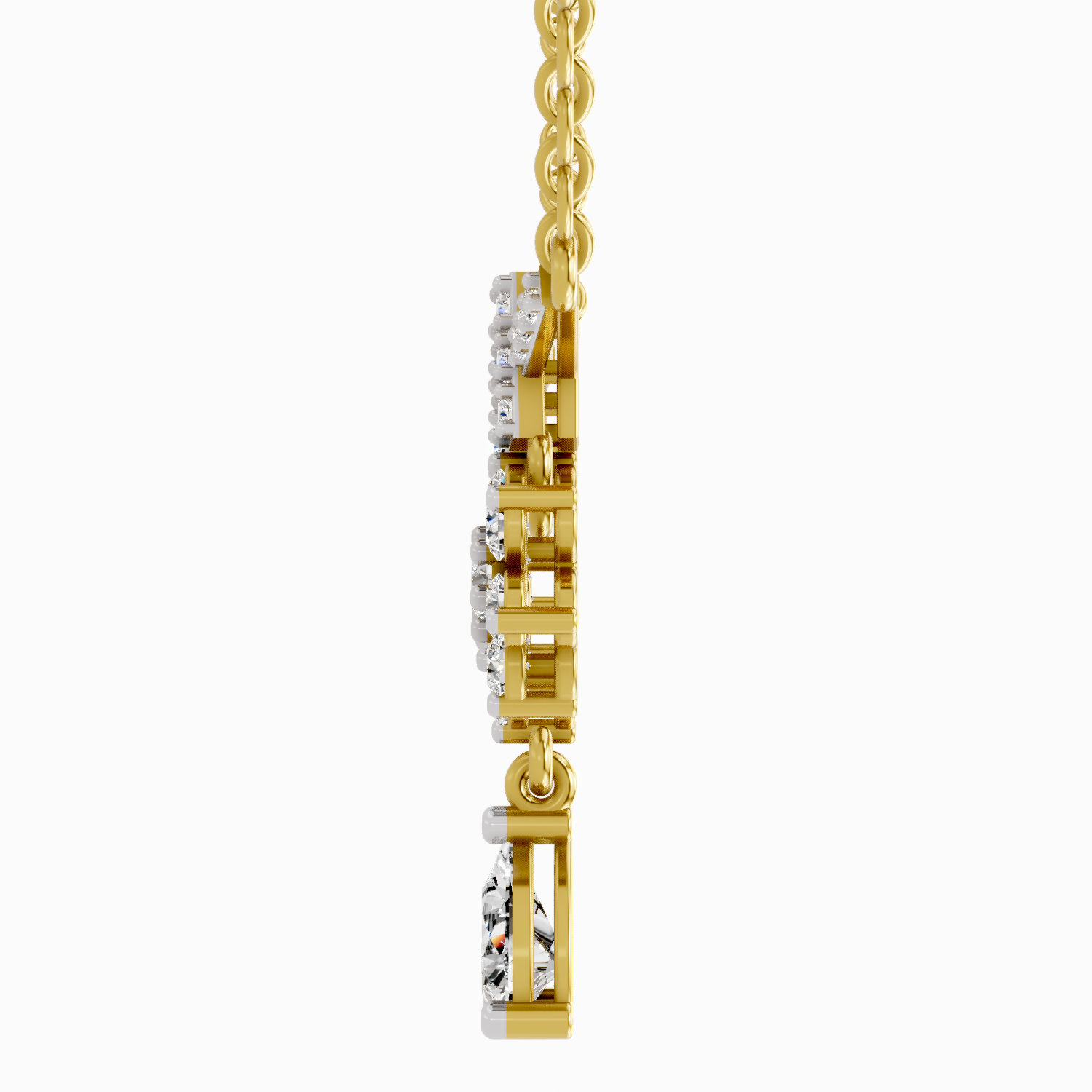 1.58 Carat Floral Drop Pendant Necklace 14K
