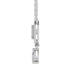 1.32 Carat Emerald Shape Halo Drop Diamond Necklace 14K - White Gold