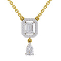 1.32 Carat Emerald Shape Halo Drop Diamond Necklace 14K