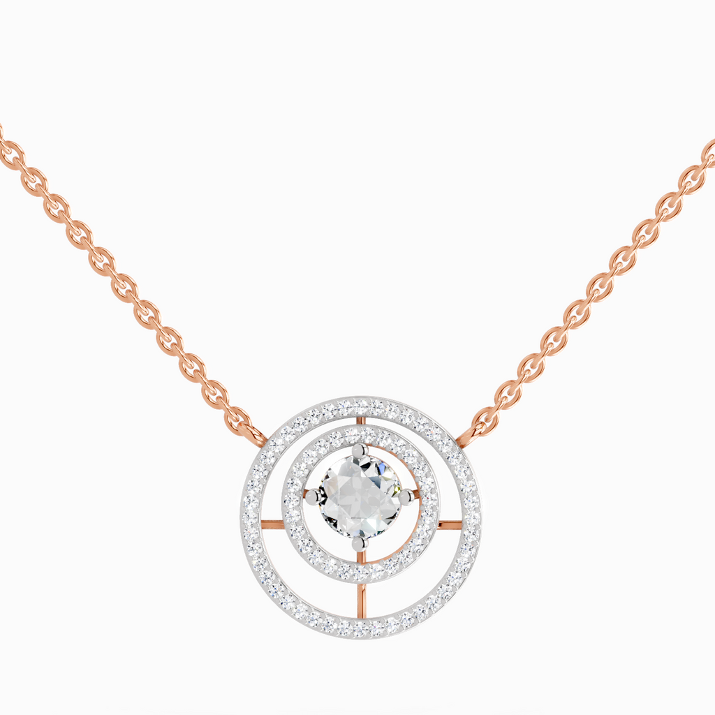 1.05 Carat Fashion Circle Pendant Necklace 14K - Rose Gold