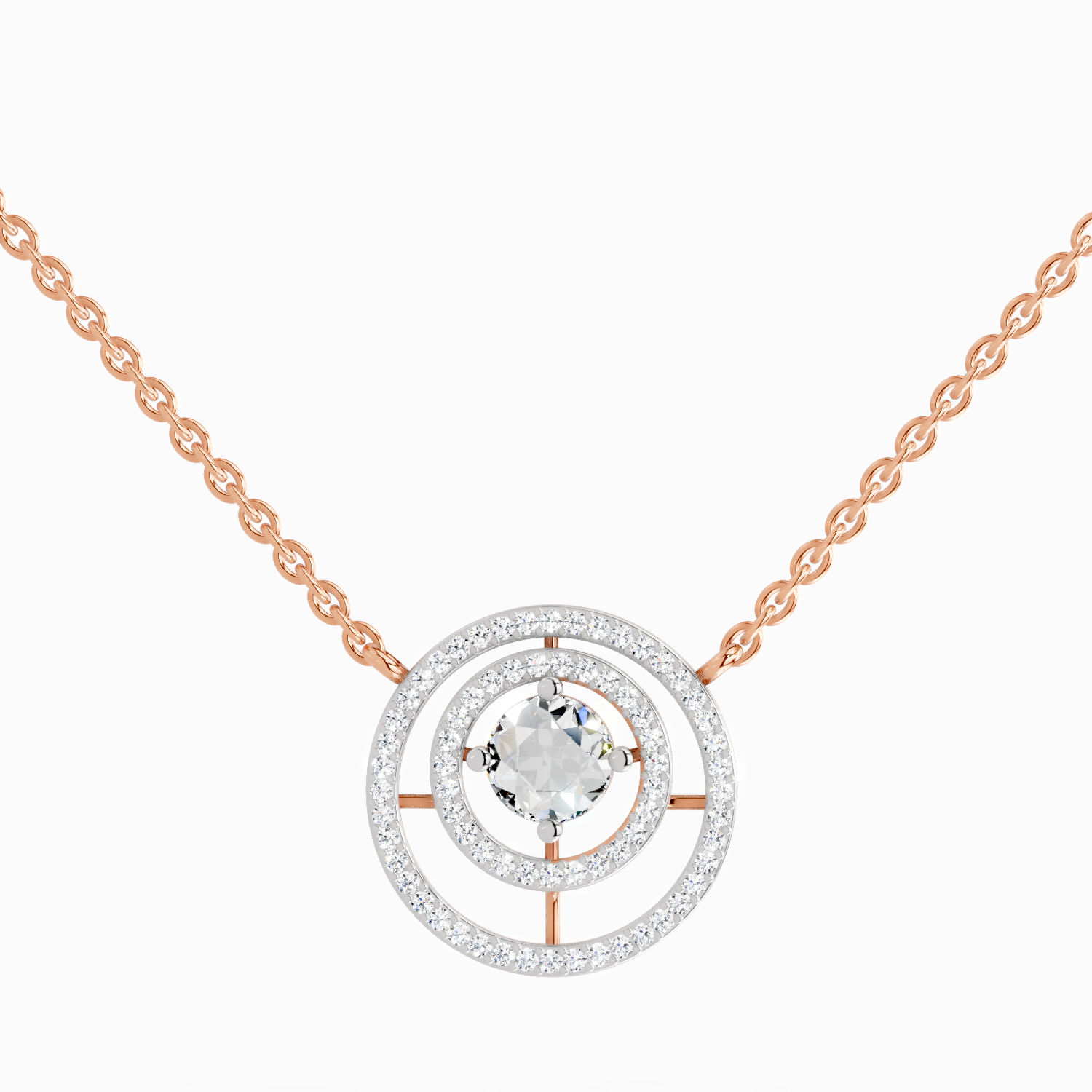 1.05 Carat Fashion Circle Pendant Necklace 14K - Rose Gold