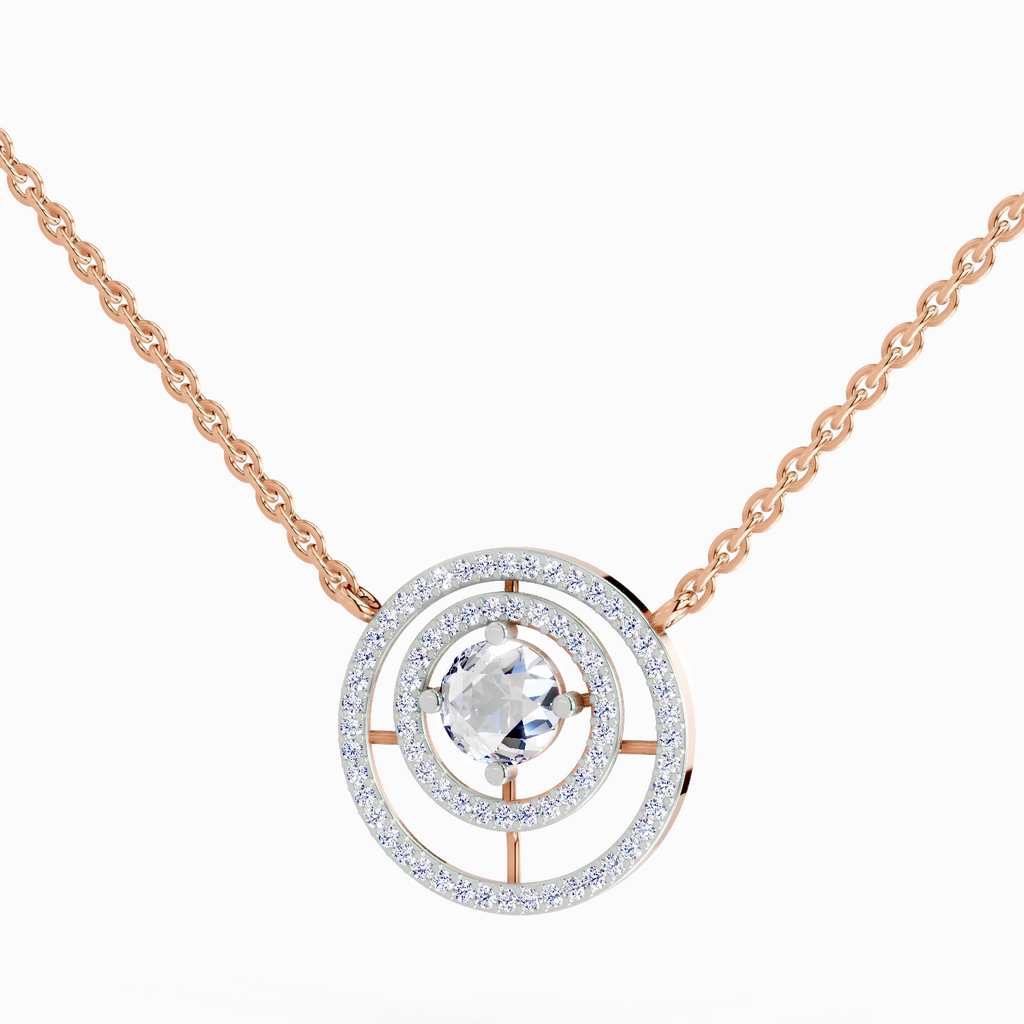 1.05 Carat Fashion Circle Pendant Necklace 14K - Rose Gold