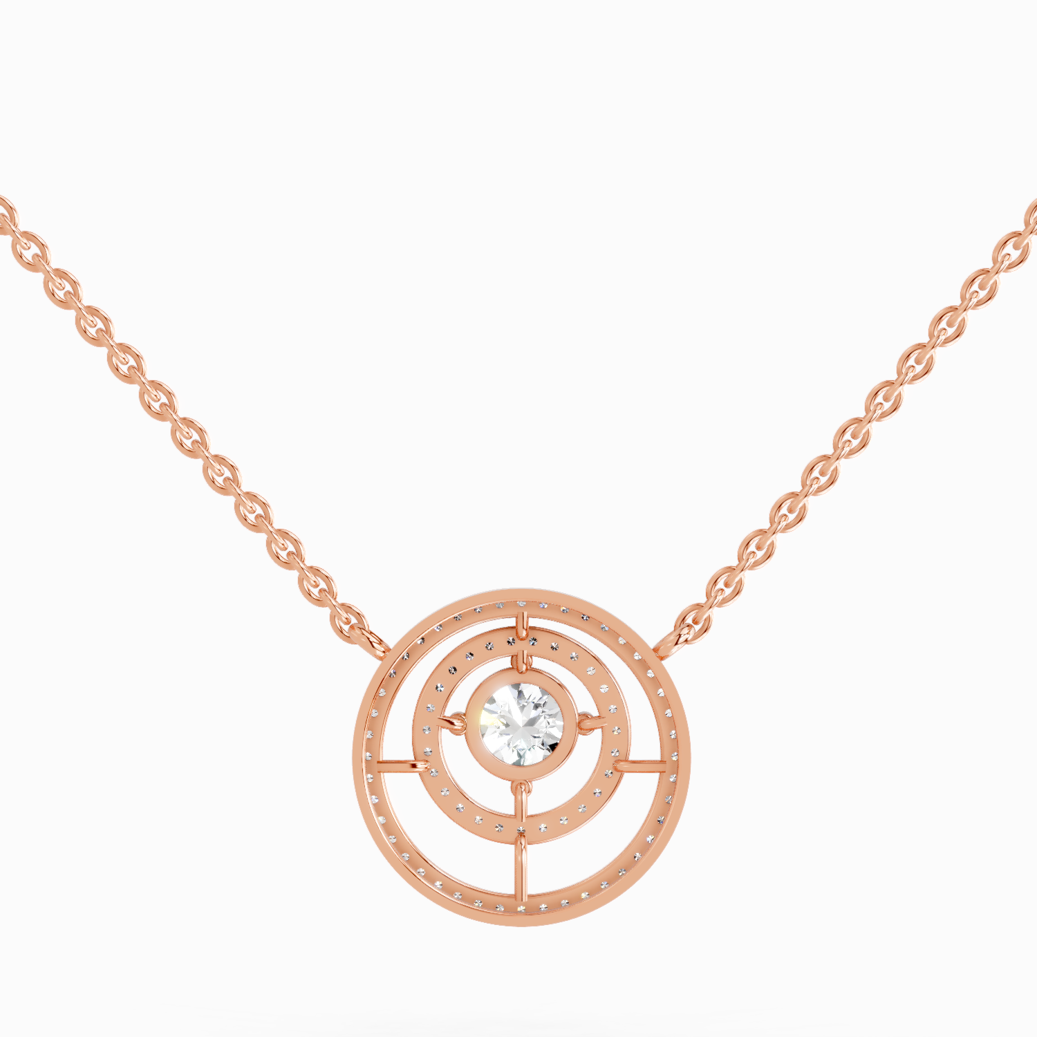 1.05 Carat Fashion Circle Pendant Necklace 14K - Rose Gold