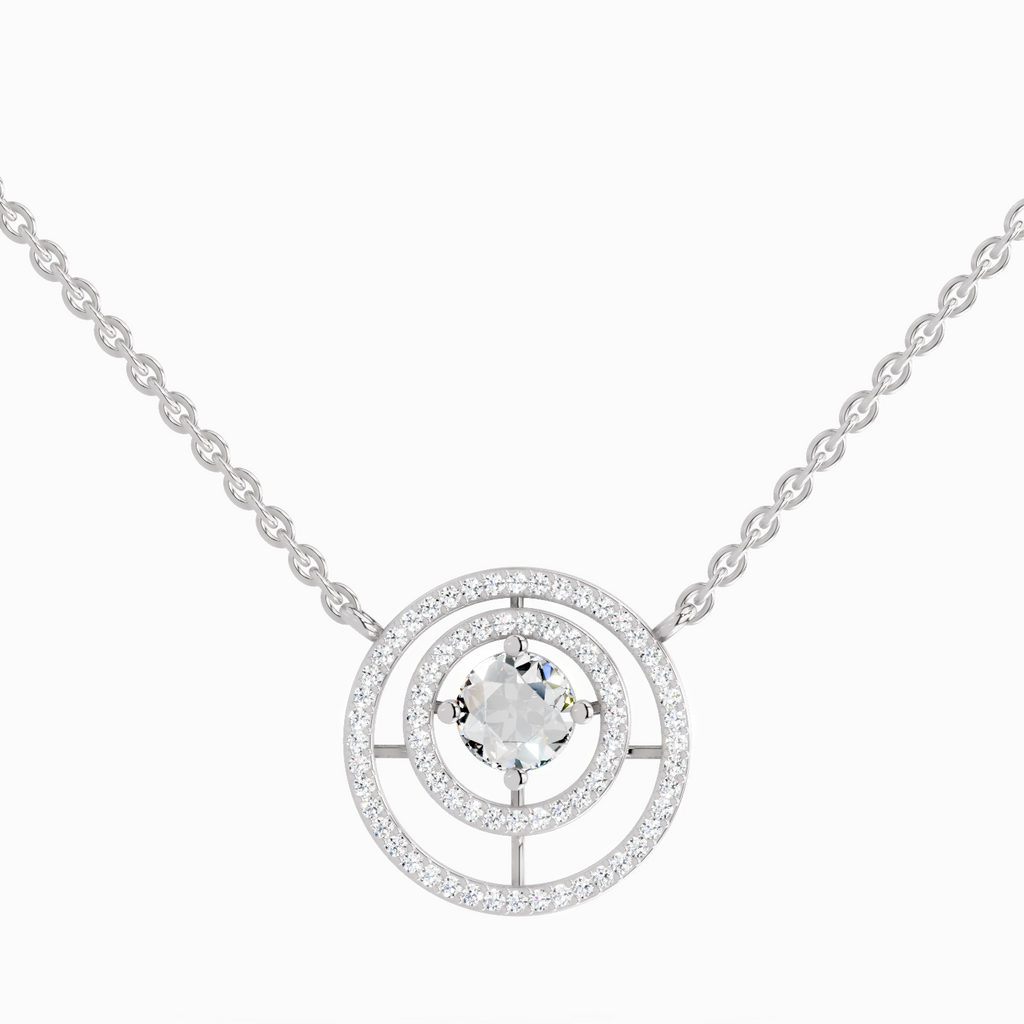 1.05 Carat Fashion Circle Pendant Necklace 14K - White Gold