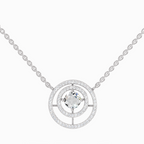 1.05 Carat Fashion Circle Pendant Necklace 14K - White Gold