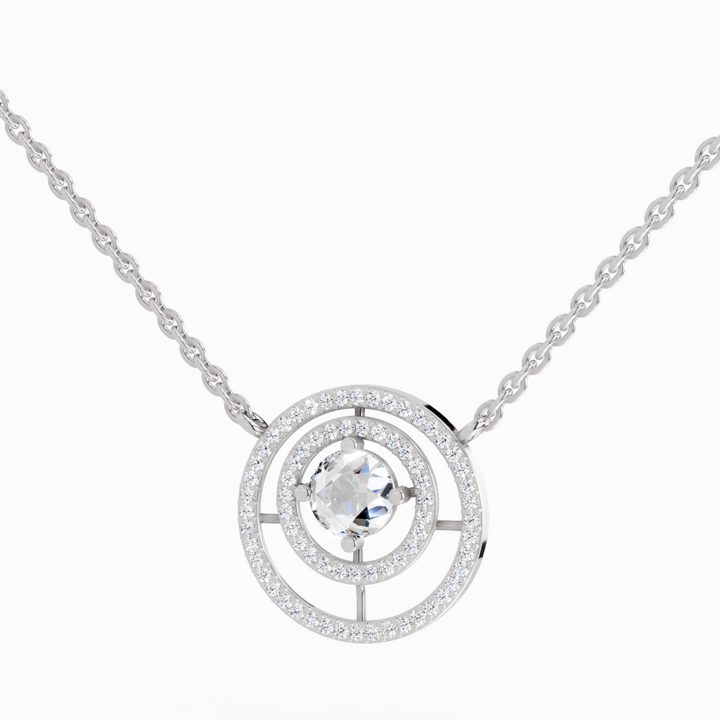1.05 Carat Fashion Circle Pendant Necklace 14K - White Gold