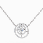 1.05 Carat Fashion Circle Pendant Necklace 14K - White Gold