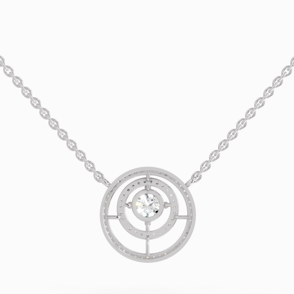 1.05 Carat Fashion Circle Pendant Necklace 14K - White Gold