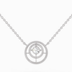 1.05 Carat Fashion Circle Pendant Necklace 14K - White Gold