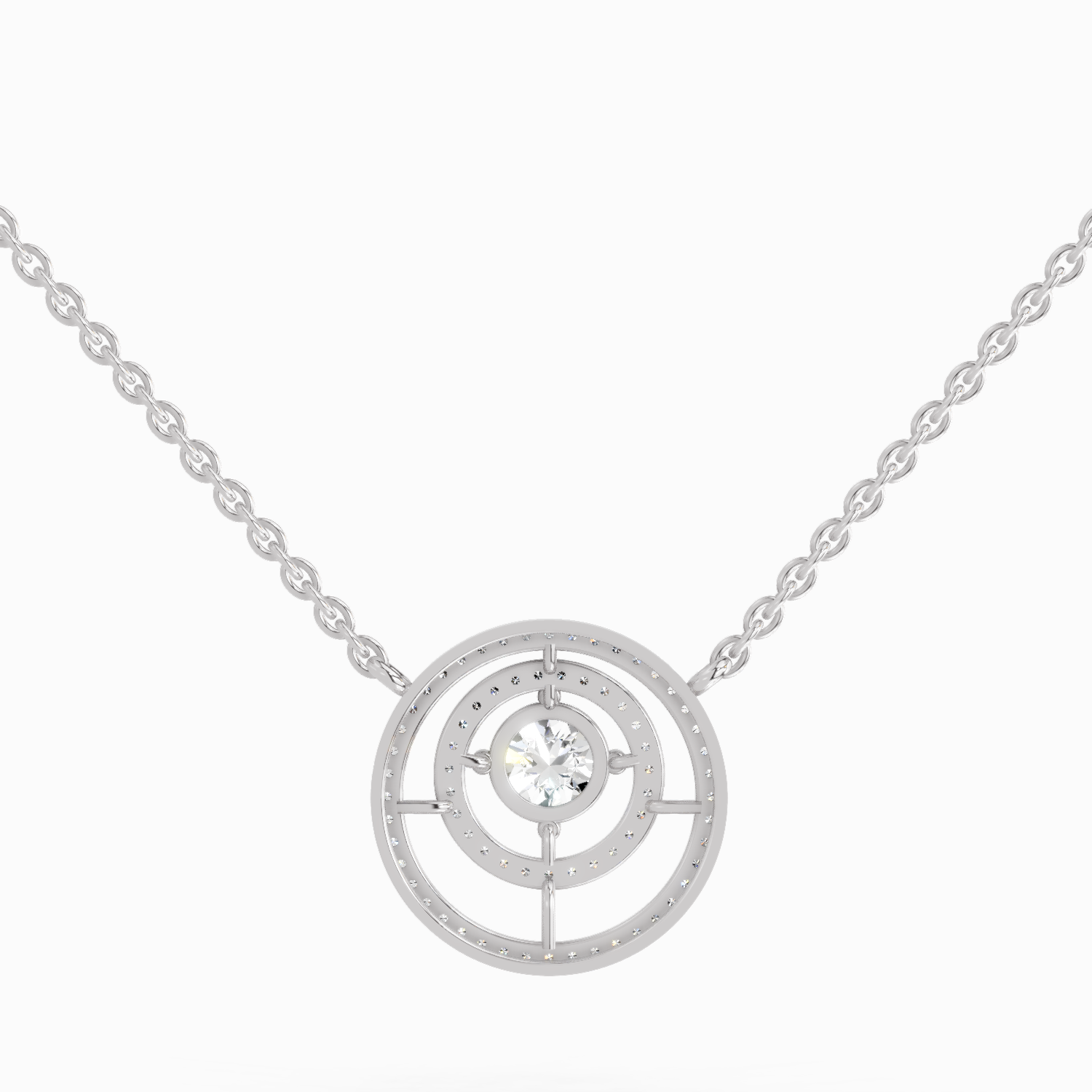 1.05 Carat Fashion Circle Pendant Necklace 14K - White Gold