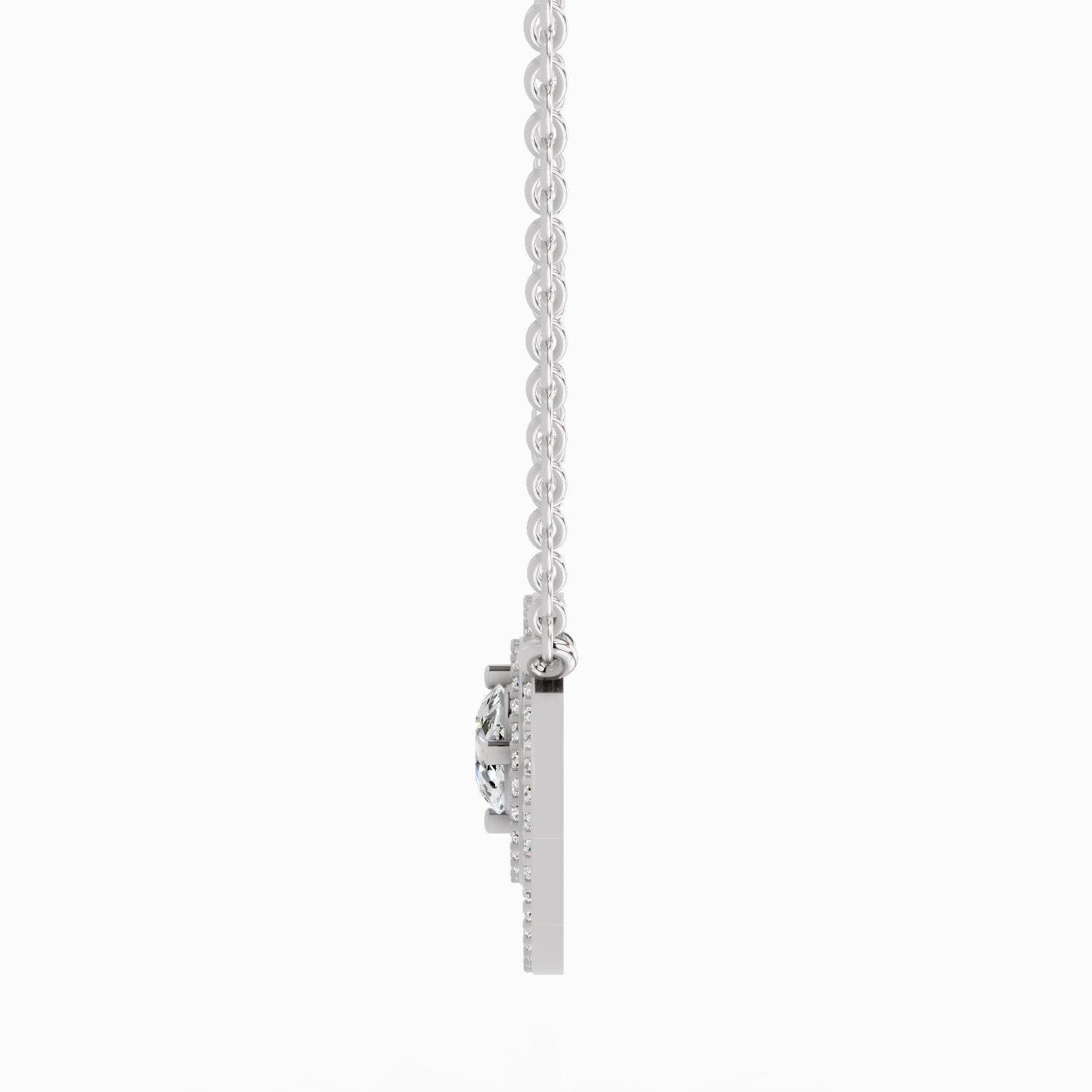 1.05 Carat Fashion Circle Pendant Necklace 14K - White Gold