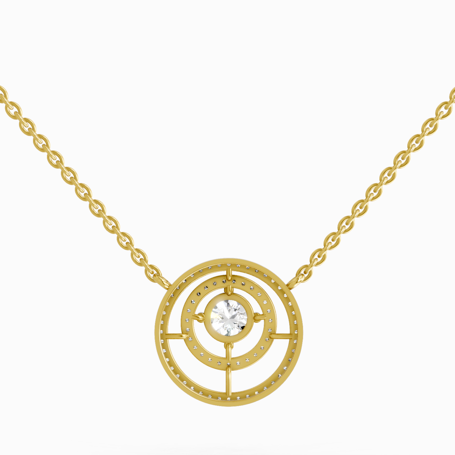 1.05 Carat Fashion Circle Pendant Necklace 14K
