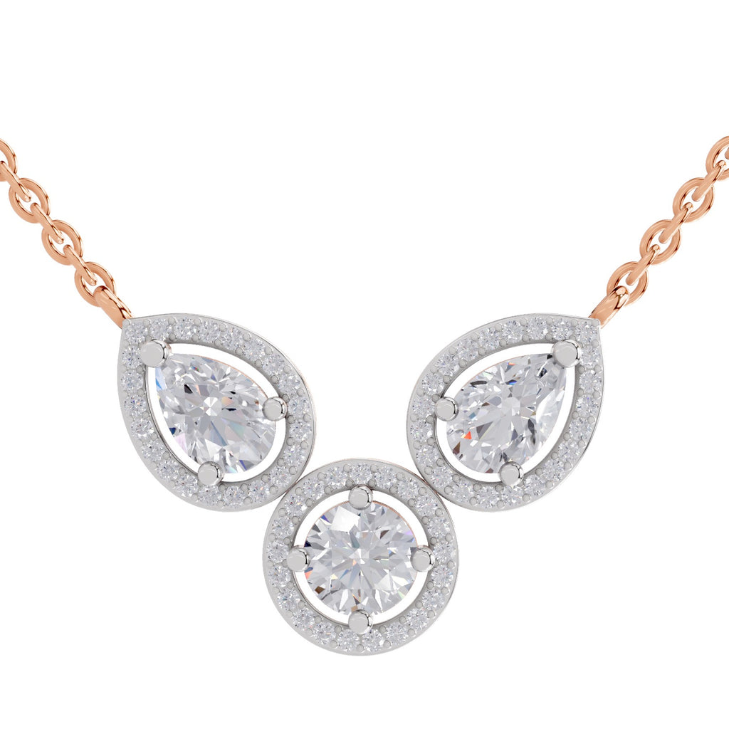 1.83 Carat Pear Halo Diamond Necklace 14K - Rose Gold