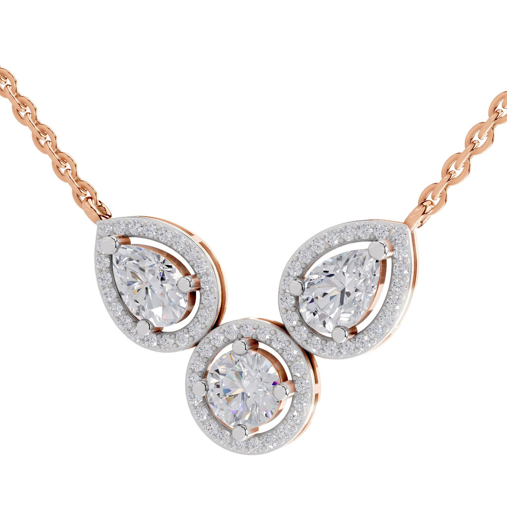 1.83 Carat Pear Halo Diamond Necklace 14K - Rose Gold