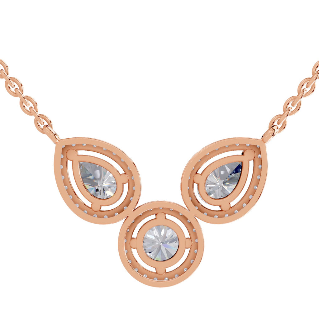 1.83 Carat Pear Halo Diamond Necklace 14K - Rose Gold
