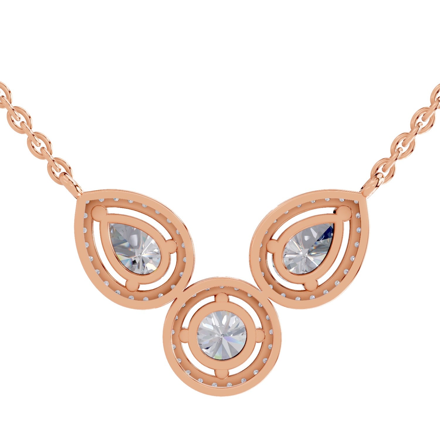 1.83 Carat Pear Halo Diamond Necklace 14K - Rose Gold