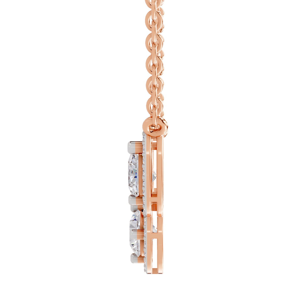 1.83 Carat Pear Halo Diamond Necklace 14K - Rose Gold
