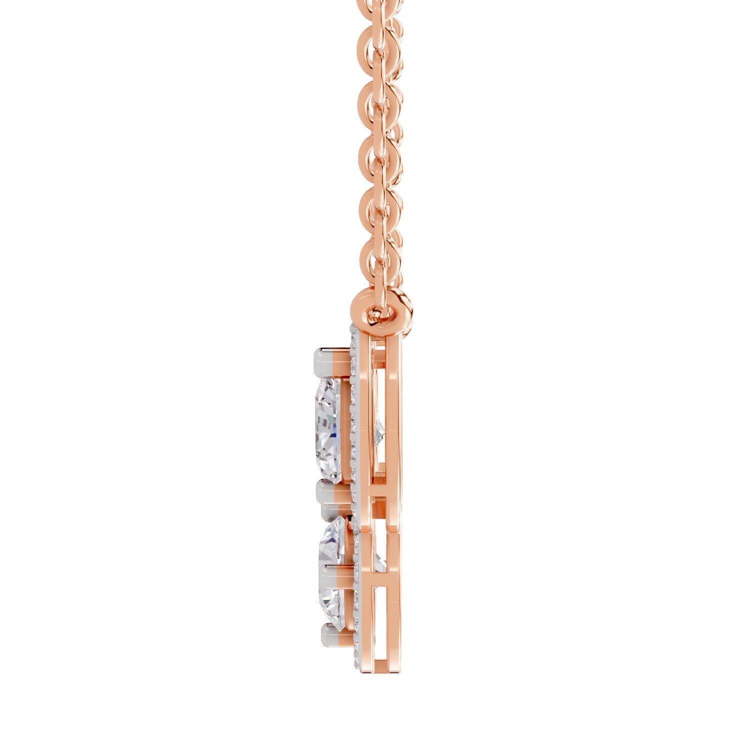 1.83 Carat Pear Halo Diamond Necklace 14K - Rose Gold