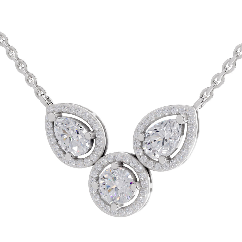 1.83 Carat Pear Halo Diamond Necklace 14K - White Gold