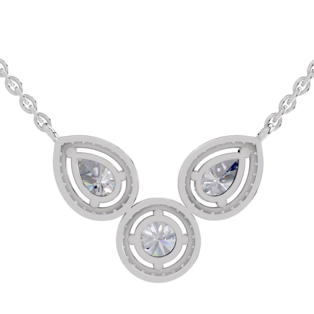 1.83 Carat Pear Halo Diamond Necklace 14K - White Gold