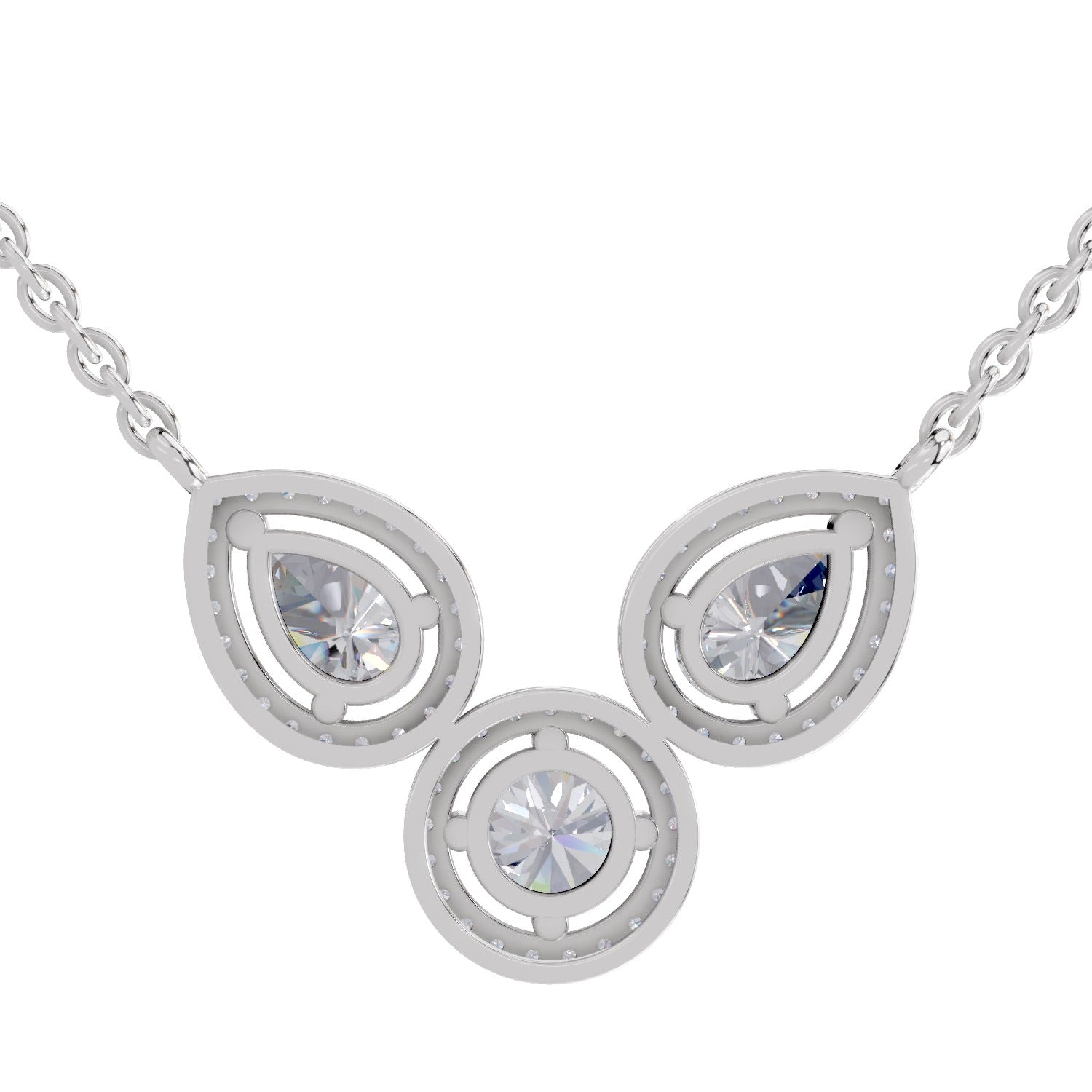 1.83 Carat Pear Halo Diamond Necklace 14K - White Gold