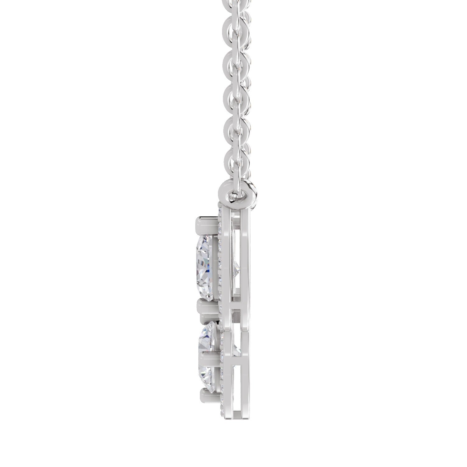 1.83 Carat Pear Halo Diamond Necklace 14K - White Gold