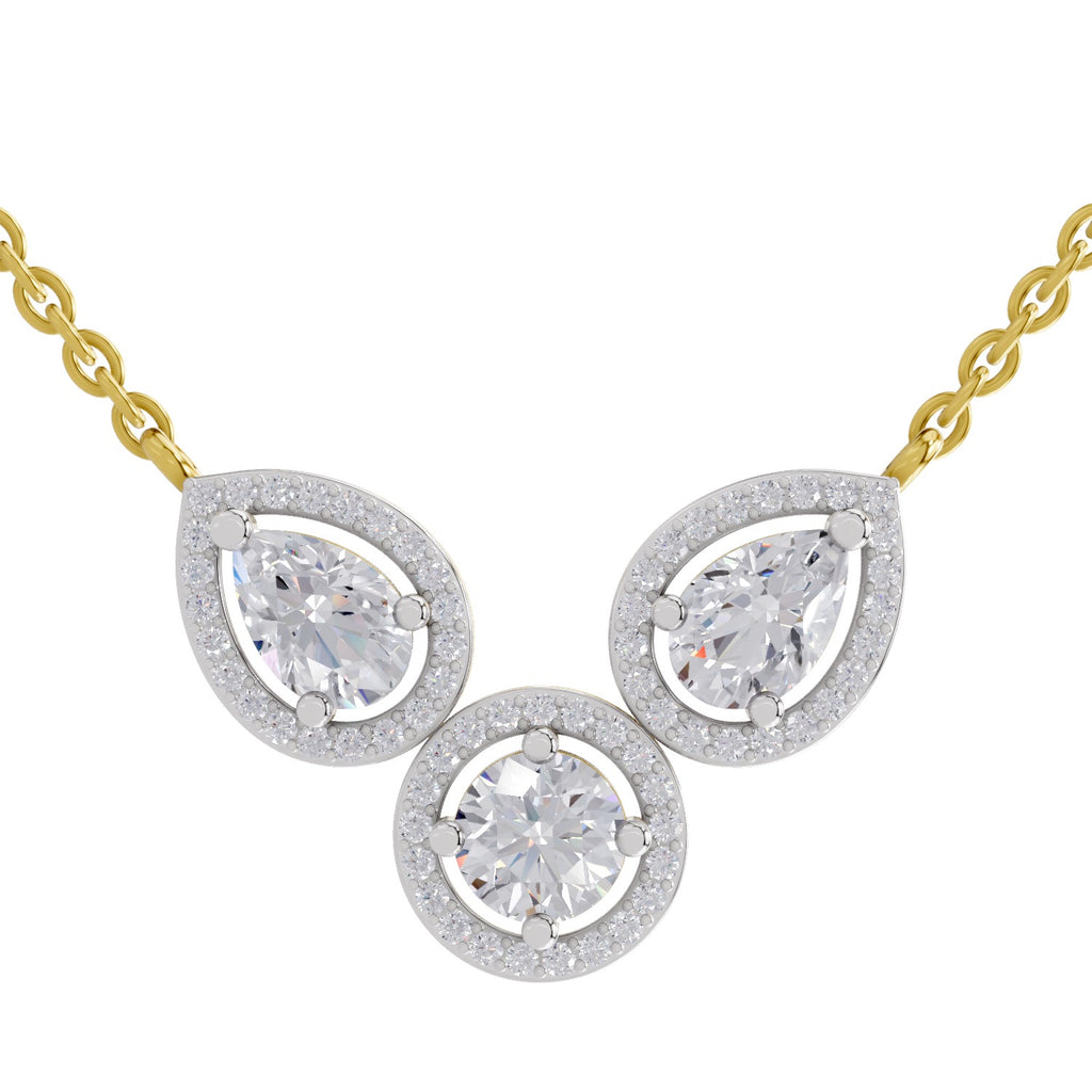 1.83 Carat Pear Halo Diamond Necklace 14K
