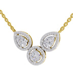 1.83 Carat Pear Halo Diamond Necklace 14K