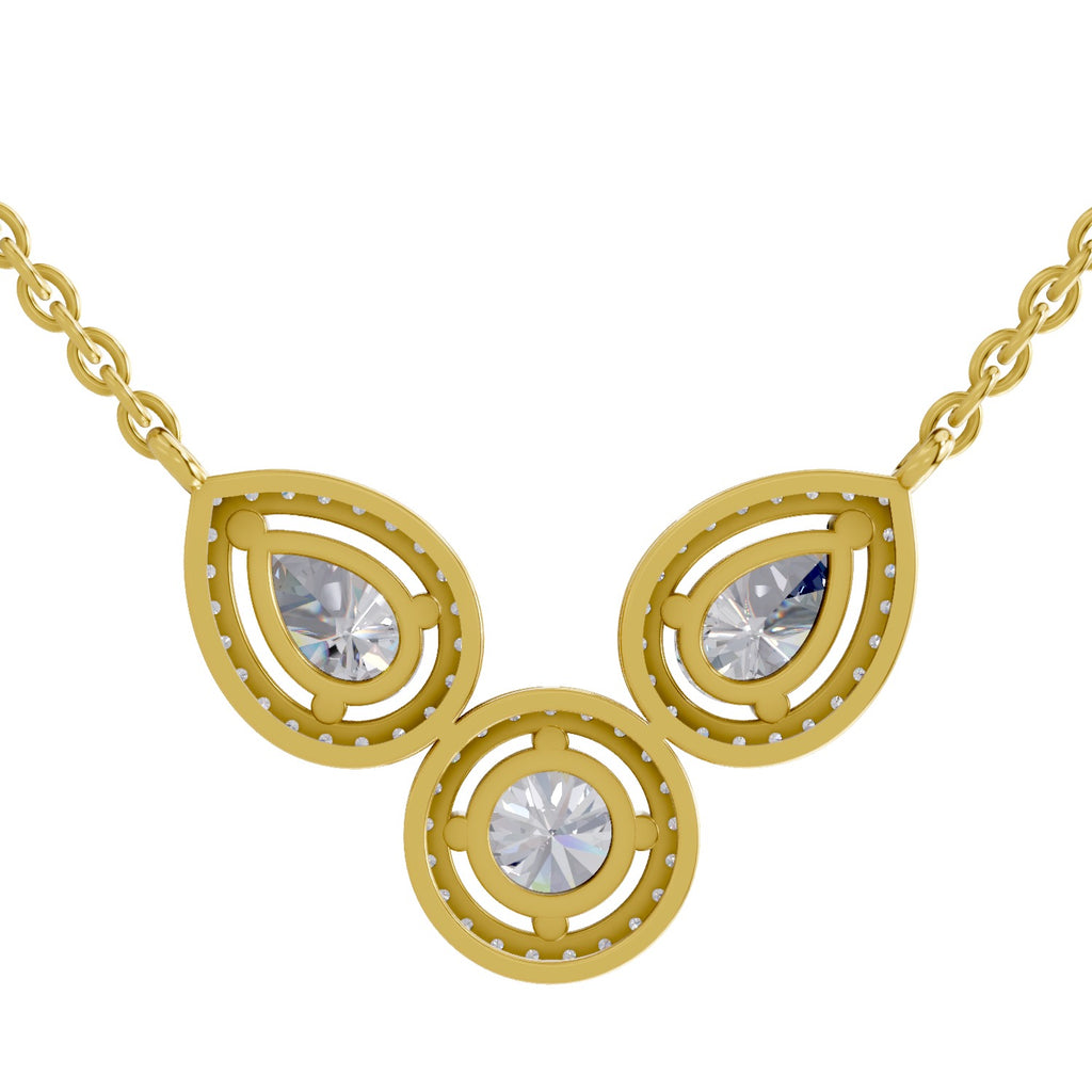 1.83 Carat Pear Halo Diamond Necklace 14K