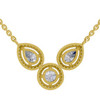 1.83 Carat Pear Halo Diamond Necklace 14K