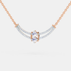 0.58 Carat Round Double Row Pendant Necklace 14K - Rose Gold