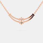 0.58 Carat Round Double Row Pendant Necklace 14K - Rose Gold