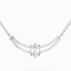 0.58 Carat Round Double Row Pendant Necklace 14K - White Gold