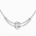 0.58 Carat Round Double Row Pendant Necklace 14K - White Gold