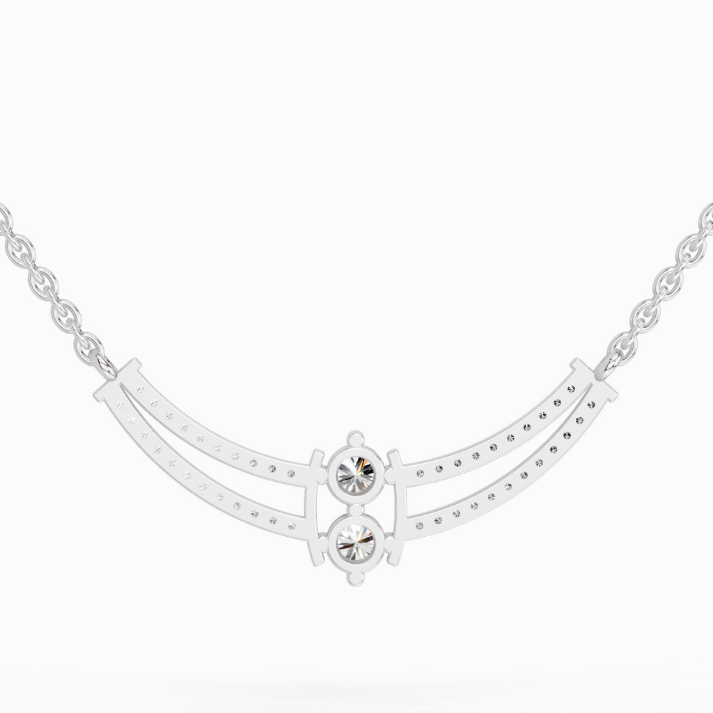 0.58 Carat Round Double Row Pendant Necklace 14K - White Gold