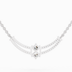 0.58 Carat Round Double Row Pendant Necklace 14K - White Gold